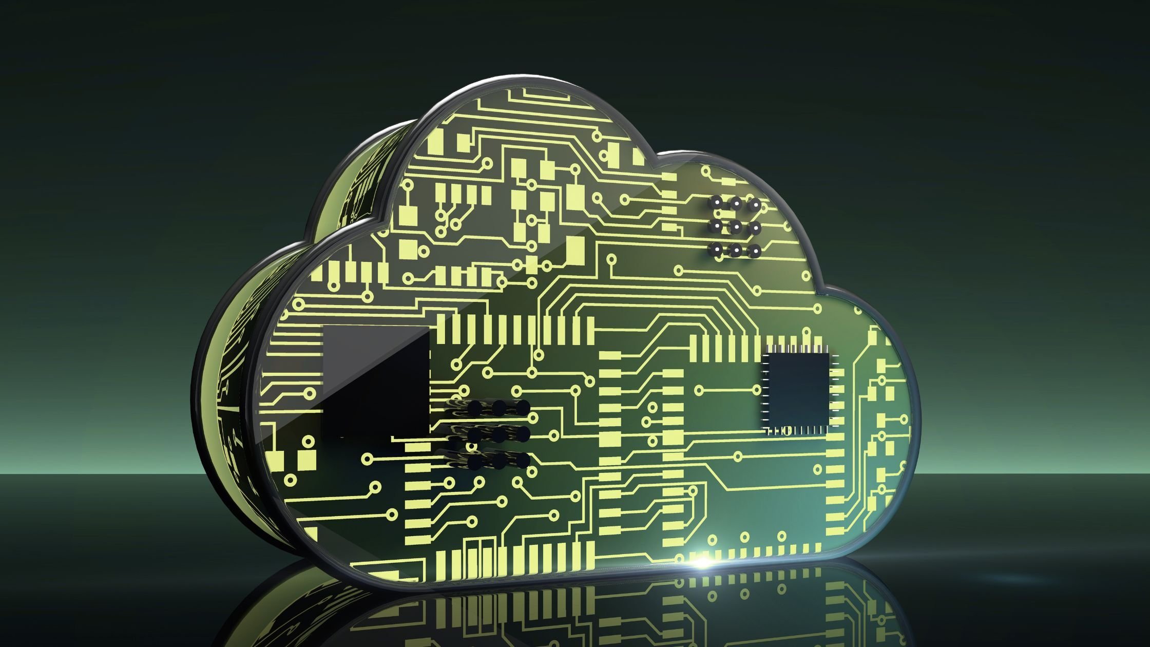 A close-up of a computer chip mounted on a circuit board, symbolising smart cloud modernisation technology.